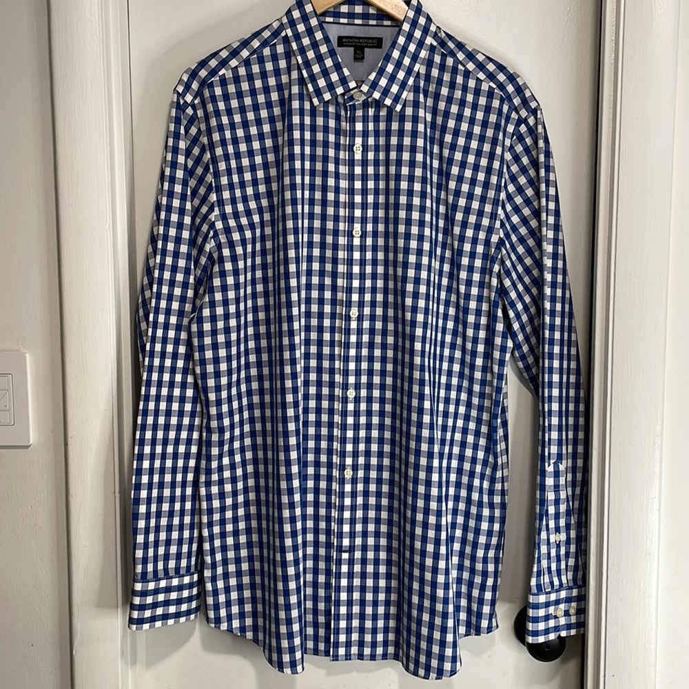 Banana Republic Non-Iron Tailored Slim Fit Dress Shirt- Checkered